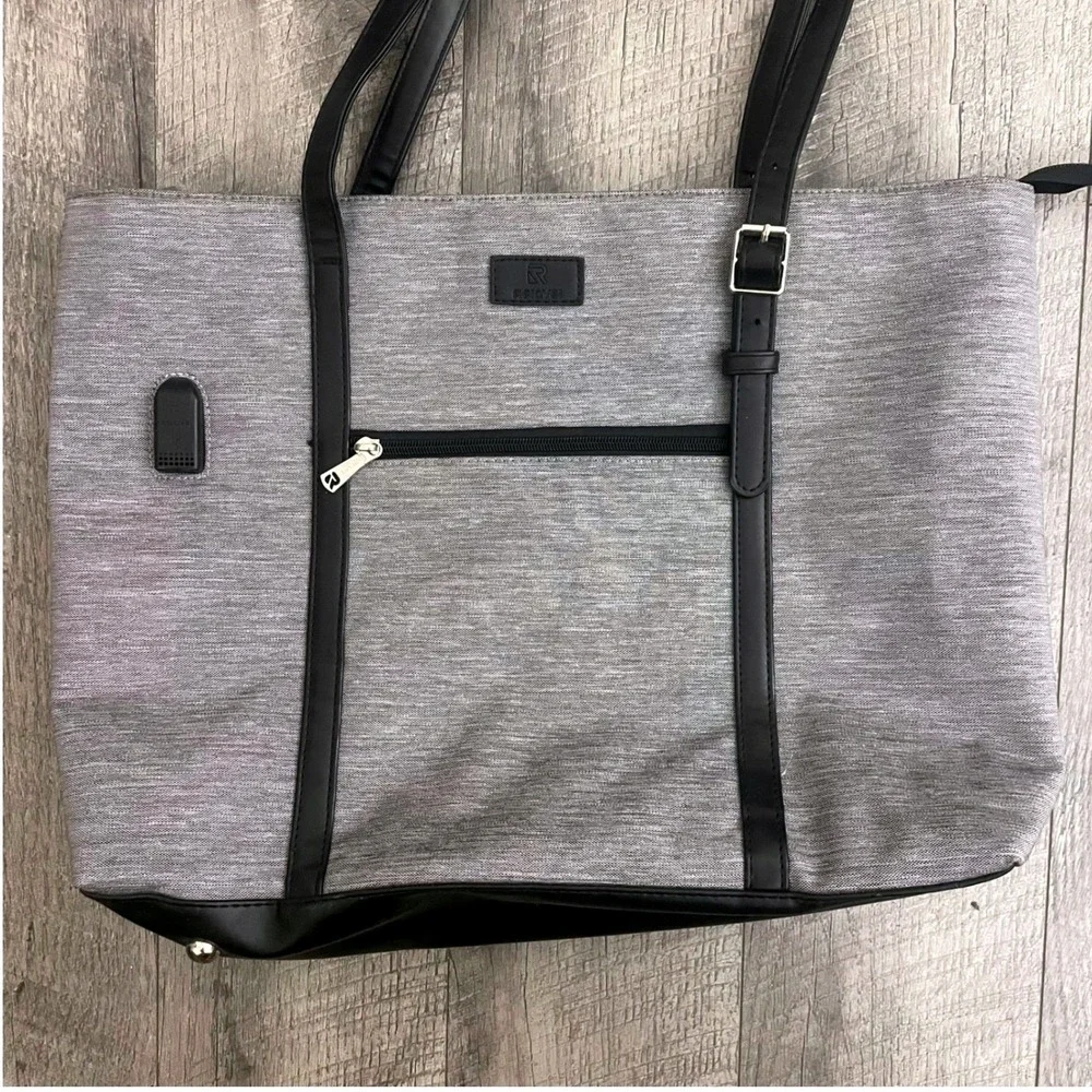 Relavel Laptop Tote Bag Gray Heathered Work Commuter Bag with USB Port Professio